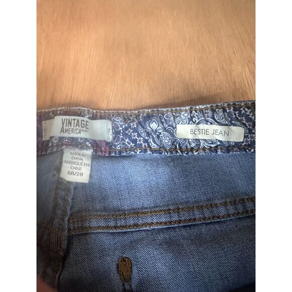 Vintage America Blues Bestie Embroidered Skinny Jeans Women’s 6R - Picture 5 of 7